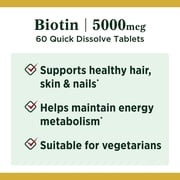 Nature's Bounty Quick Dissolve Biotin Tablets, 5000mcg, 60 Ct