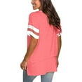 thumbnail image 4 of Ichuanyi Womens Tops, Summer Fashion Womens Stripe Splicing T-Shirts V-Neck Casual Short Sleeves Casual Tops, 4 of 9