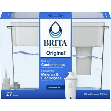 Brita Extra Large Ultramax 27 Cup Grey Filtered Water Dispenser with 1 Standard Filter