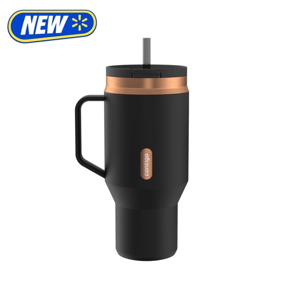Contigo 30 oz Stainless Steel Water Bottle Tumbler with Straw – Leak-Proof Insulated Travel Mug, Reusable Water Bottle, Side Handle, Black/Bronze
