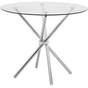 Round Glass Dining Table with Chrome Legs for 2 or 4 Seats Home Office Kitchen Dining Room Table