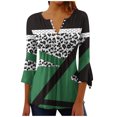 thumbnail image 1 of Blusas de Algodón para las Mujeres Impresas 3/4 Mangas V-Cuello Camiseta, Blusa de Algodón de Imitación Casual para las Mujeres, 1 of 5