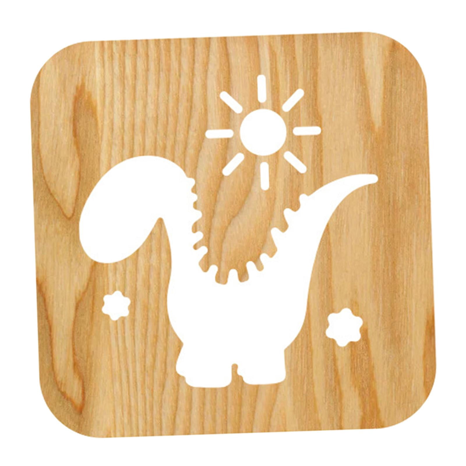 Creative 3D Amal Wooden ght Light, Hollow Dinosaur and table lamp with USB, Home Bedroom Decor ghtlight Bedside Lamp