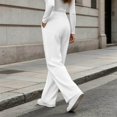 thumbnail image 5 of DJDLJWCJ Business Pants for Women Straight Leg High Waist Work Trousers Solid Color Stretchy Suit Pants White Size S, 5 of 7