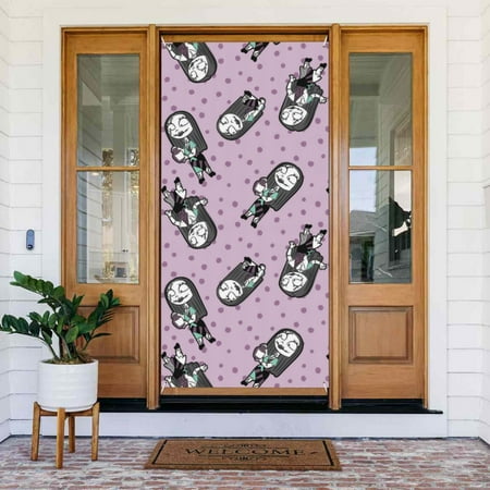 The Nightmare Before Christmas Door Cover Decorated Banner Tapestry Home Decoration Holiday Party Supplies Door Banner Porch Sign Banner 72.8 x 35.4 Inch