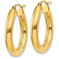 thumbnail image 2 of 14k Yellow Gold Polished 4.2mm Lightweight Tube Hoop Earrings - 25mm, 2 of 6