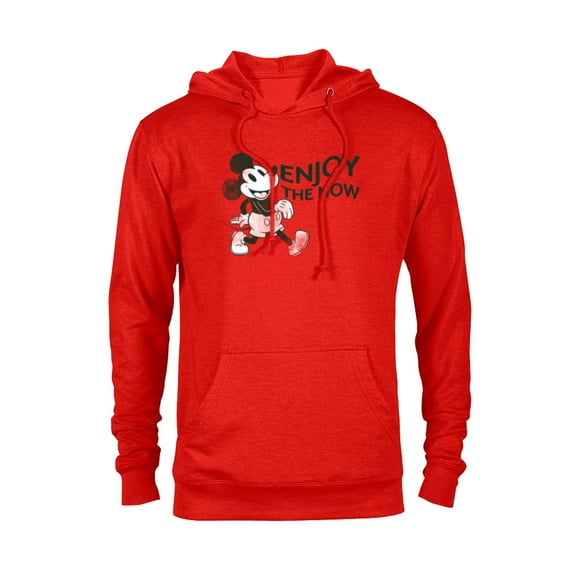 Disney Mickey Mouse Striding Retro Distressed Enjoy The Now - Pullover Hoodie for Adults - Customized-Red