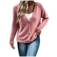 thumbnail image 2 of Amidoa Cardigan Sweaters for Women Fleece Pink Long Sleeve Loose Fall Button up Cardigans Womens Cardigan Sweaters L, 2 of 7