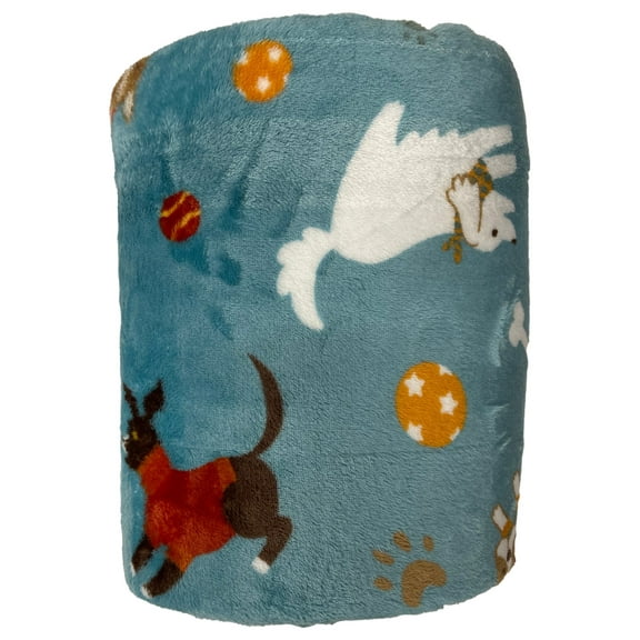 The Big One Oversized Plush Throw Blanket Microplush Blue Puppy Dogs - 5ft x 6ft