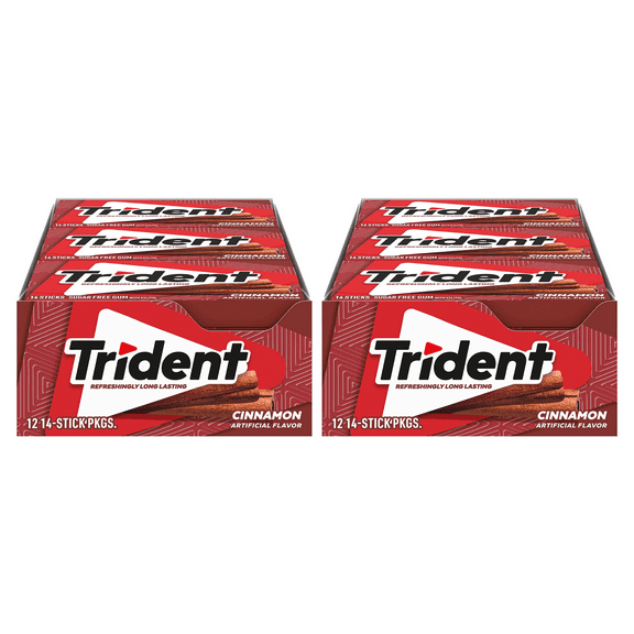 Trident Cinnamon Sugar Free Gum, 24 Packs of 28 Pieces (336 Total Pieces) DOUBLE UP DEAL
