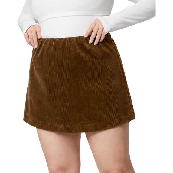Casual Corduroy Mini Skirts for Women High Waisted A-Line Short Skorts with Built-in Shorts