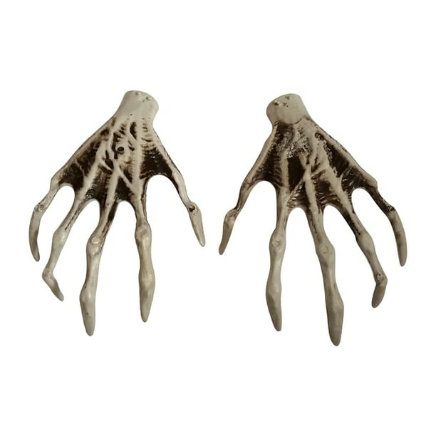 2Pcs/Set Halloween Scary Skeleton Hands Skull Claw Hand Bone 