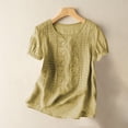 thumbnail image 2 of T Shirts For Women Womens Tops Fashionable Casual Solid Color Pleated Cotton And Linen Tops Shirts And T Shirts, 2 of 7