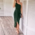 thumbnail image 4 of ZQUUVOU Womens One Shoulder Long Formal Dress Summer Sleeveless Bodycon Ruched Wrap Split Cocktail Dresses Green, 4 of 7