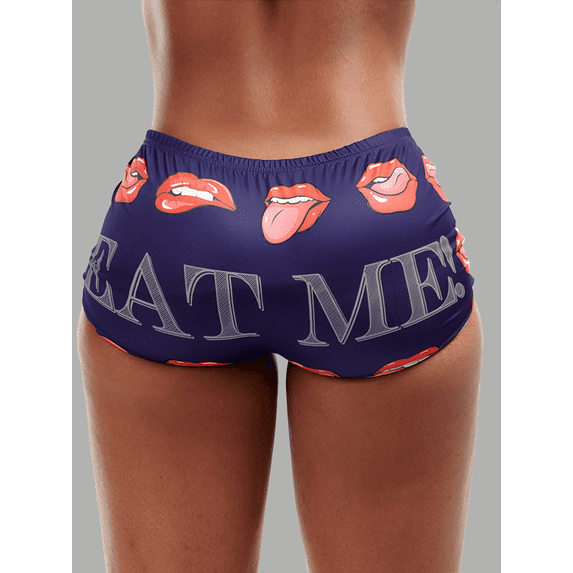 Lovelywholesale Lip Letter Print Shorts