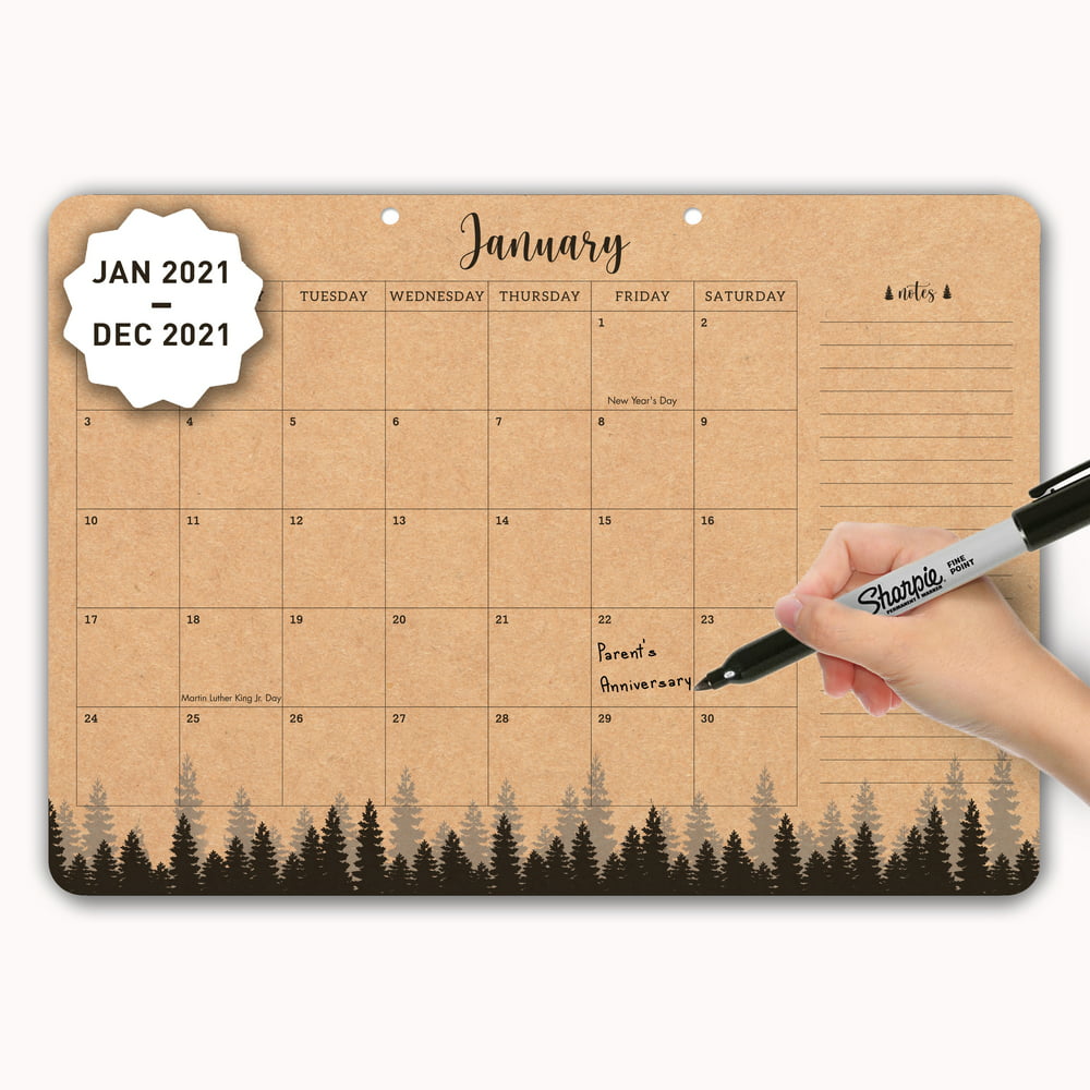2021 Desk Yearly Kraft Calendar, Brown Rustic Large Pages, Monthly