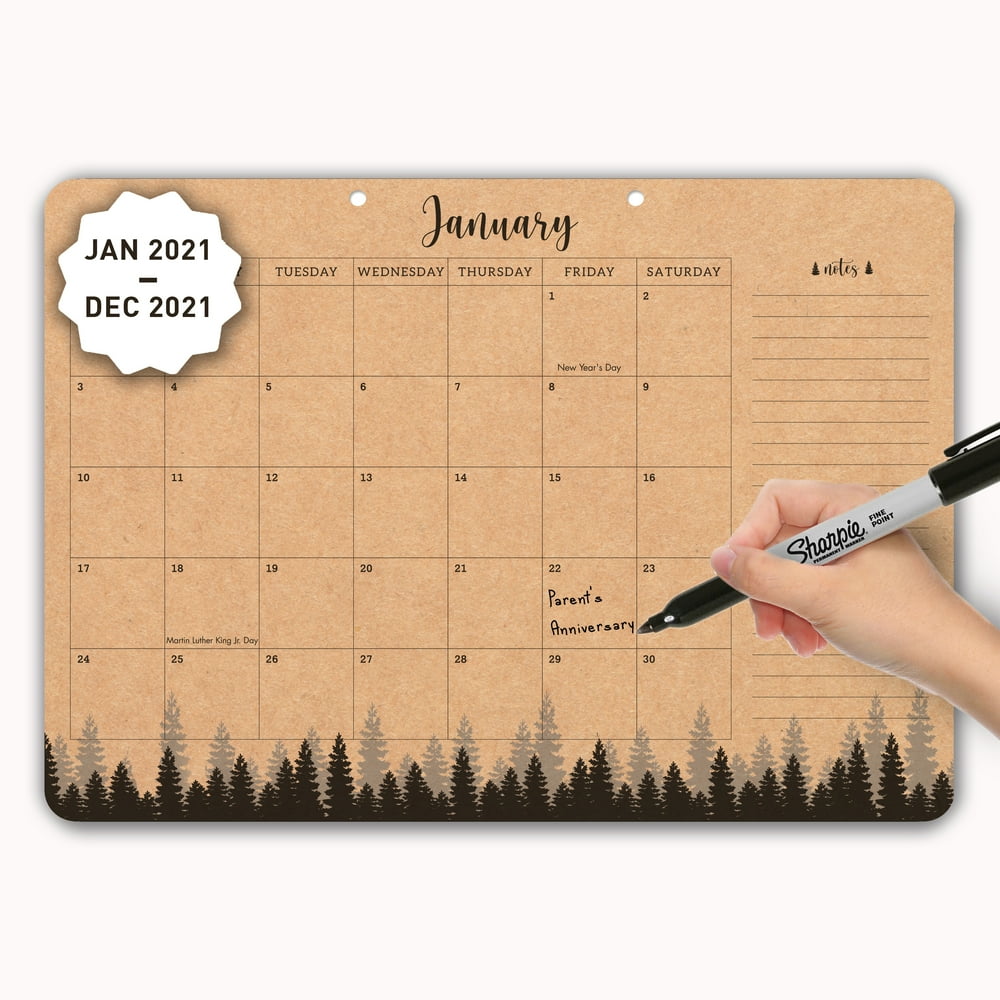 2025 Desk Yearly Kraft Calendar, Brown Rustic Large Pages, Monthly