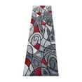 thumbnail image 2 of Emma + Oliver 2x7 Contemporary Abstract Geometric Olefin Accent Rug in Gradient Shades of Gray and Red with Natural Jute Backing, 2 of 6