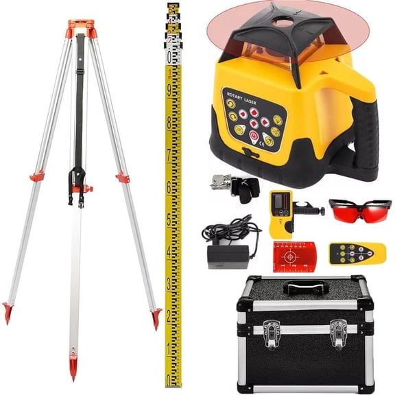 SIHAO Self Leveling Rotary Laser Level Kit, 1640ft/500M Red Beam Laser Level with Tripod & 5m Staff , IP66 Waterproof Receiver Remote Control, 360 Rotating Horizontal Vertical Transit Level