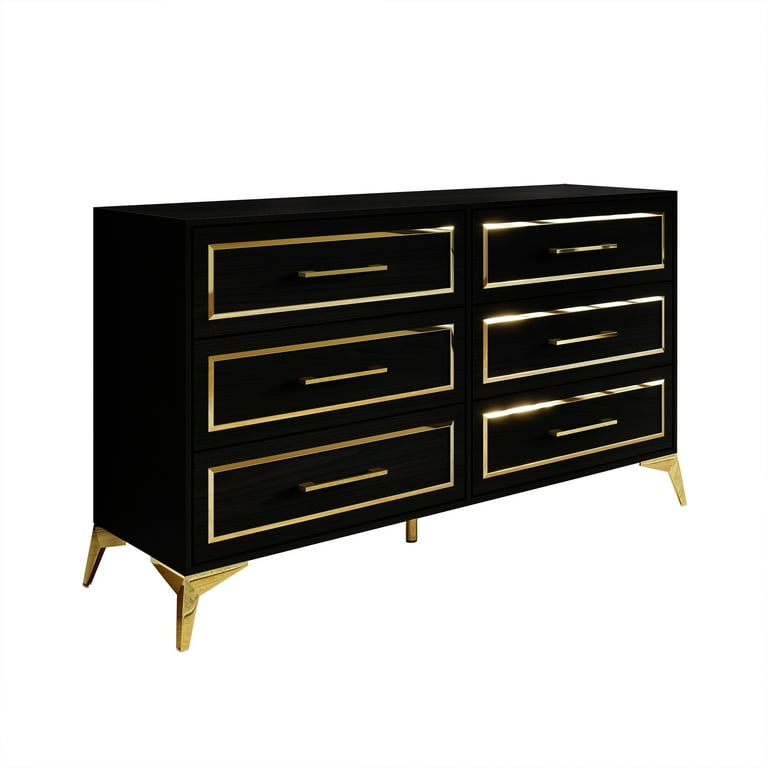 black and rose gold dresser Talia Black Lacquer & Rose Gold Dresser & Mirror 2071