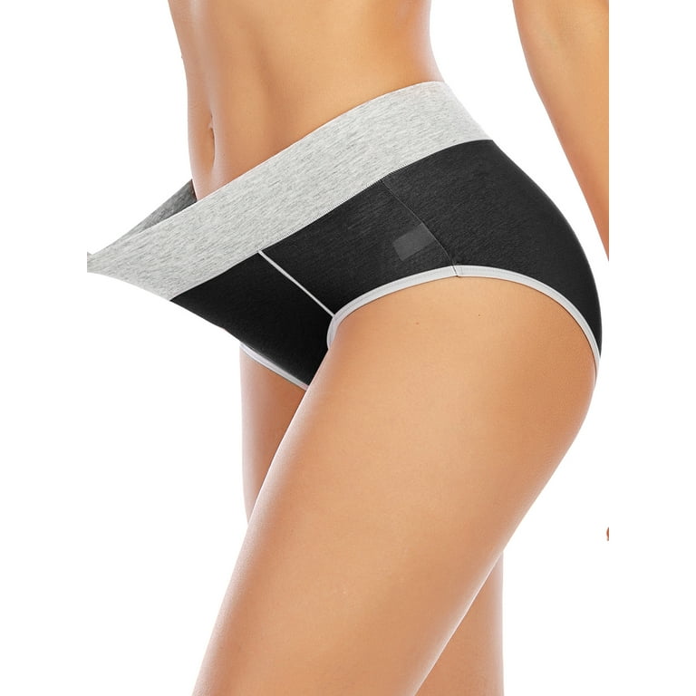 SAYFUT Women's High Waist Black Underwear Seamless Brief Panties Full  Coverage Comfortable Cotton Underwear 4-Pack