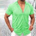 thumbnail image 2 of BOBOGOJP Robe Coupe-Muscle pour Homme Chemises à Manches Courtes Imprimé Durable Easy Care Bouton Down Shirt, Vert L, 2 of 5