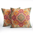 thumbnail image 2 of Boho Vintage Pillow Covers 16x16 Inch Set of 2 Antique Ethnic Outdoor Decorative Throw Pillow Covers Orange Carpet Pattern Pillowcases Cushion Covers for Home Couch Decor, 2 of 6