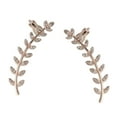 thumbnail image 3 of Diamante Hipoalergénico Hoja Ear Climber Pendientes Boda Prom Joyería , oro and rosa Fernando Pendientes Ear Climber, 3 of 8