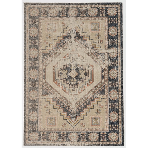 Linon Home DÃ©cor Great Zero Area Rug Collection, Ivory and Navy, 8' x 10'