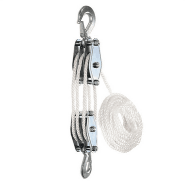 Block and Tackle Pulley System Rope Pulley Hoist with Lifting Power Breaking Strength He ma1601