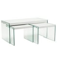 thumbnail image 6 of New White 3-Piece Glass Side End Table Set Coffee Table Living Room Furniture, 6 of 7