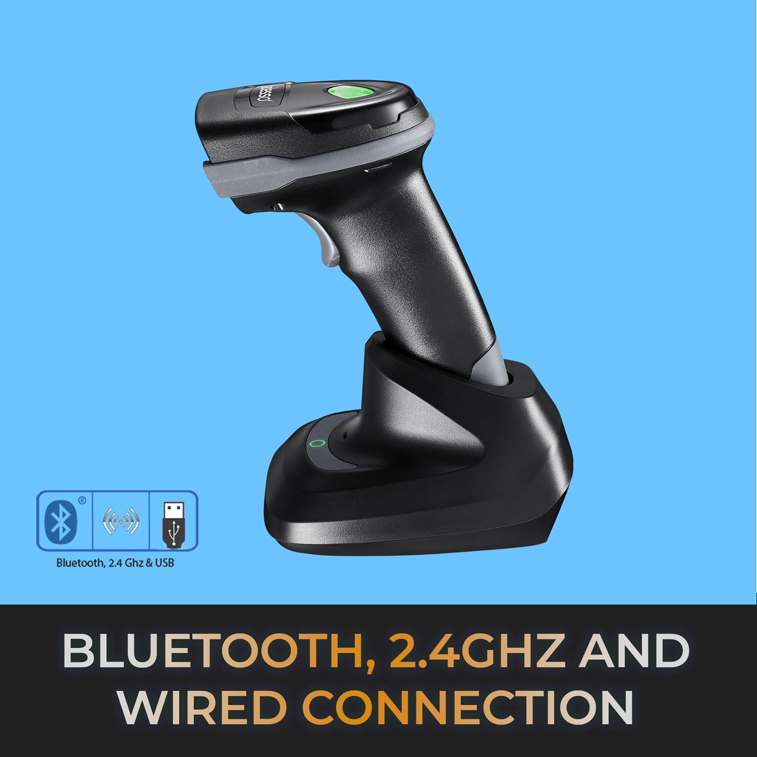Adesso NuScan 3000 Bluetooth/2.4-GHz/USB Wired 2D Handheld Barcode Scanner with Charging Cradle