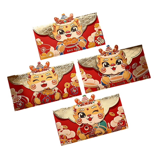 Guardoinrt 4pcs/set Spring Festival Envelopes Widely Used Lucky Representation Chinese Traditional Blessings Type5 7 inch+4pcs