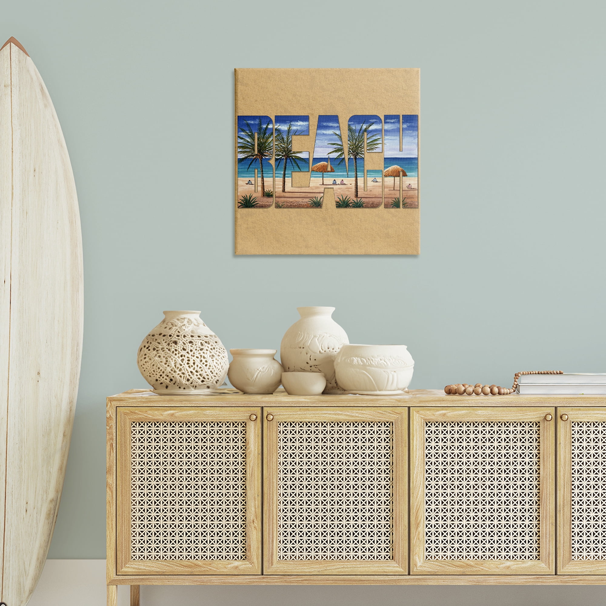 Stupell Industries Tropical Beach Typography Nautical & Beach Painting Wrapped Canvas Art Print Wall Art, 30 x 30