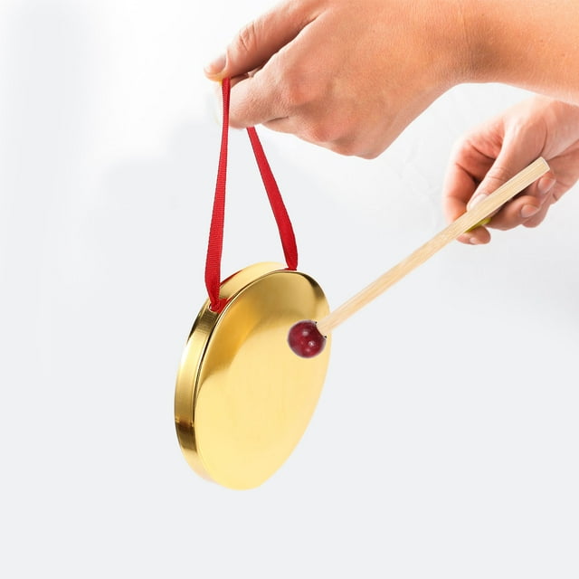 HONMEET 1 Set Small Round Metal Gong with Mallet for Children and Friends Percussion Bell Kit and Home Use