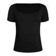 thumbnail image 6 of Women's Square Neck Double-Layer Tank Tops Basic Tight T Shirts, 6 of 7