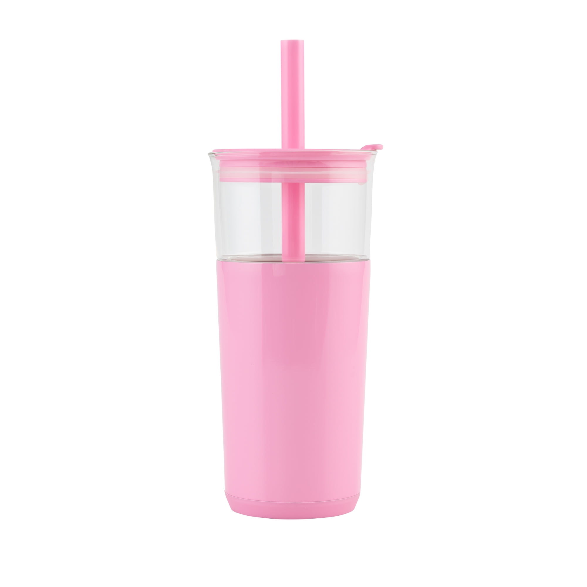 kessellate - Pink Can Glass Cup with Bamboo Lid and Straw – Fenwick & Oliver