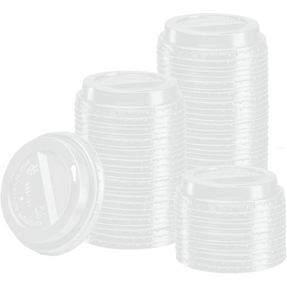 GUSTO 10, 12, 16, 20 Oz Dome Lid, Hot Coffee Cup Lids, Disposable Plastic Lids White 100 Count