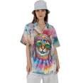 thumbnail image 4 of Hippie Abyssinian Portrait Watercolor Tie-Dye Vintage Styles Hawaiian Shirt Breathable Summer Unisex Merch Cat Lover Kitten Owner Gifts - 00014, 4 of 6
