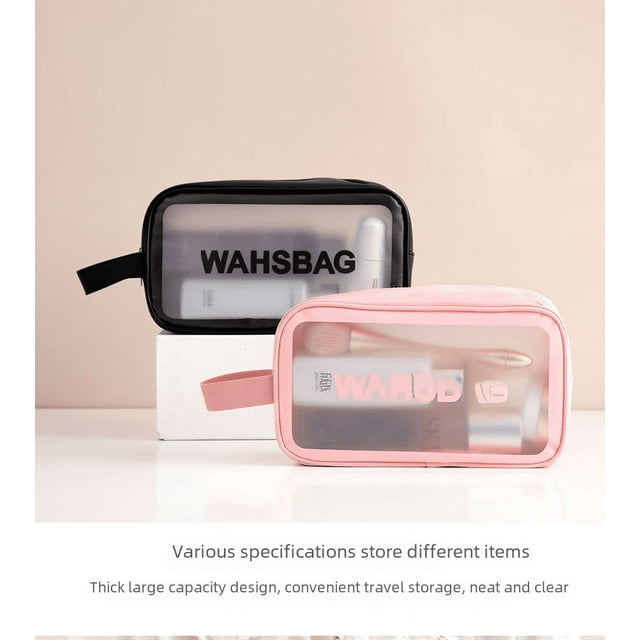 Bolsa de cosméticos portátil de PVC, bolsa de lavado transparente impermeable, bolsa de almacenamiento de cosméticos portátil de viaje de gran capacidad
