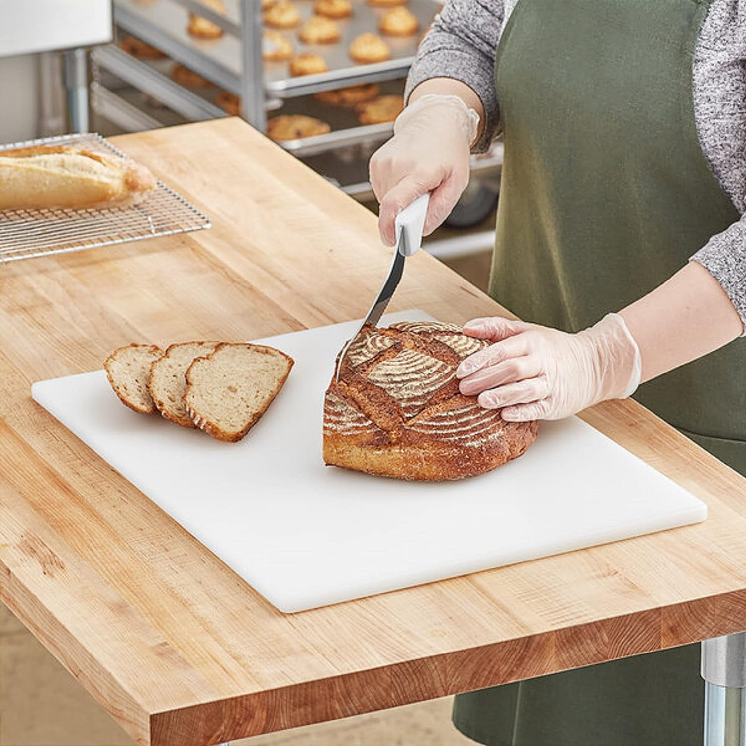 TrueCraftware- 20" X 15" X 1/2” Plastic Cutting Board for Kitchen White Color- Plastic Commercial Chopping Board Anti Slip Surface Chopping Food Cutting Mat for Meat Vegetables