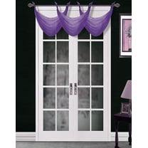 (#36) PURPLE 1PC Elegant Voile Sheer Swag Dressing Waterfall Bronze Grommets Valance, 55" X 24" Inch