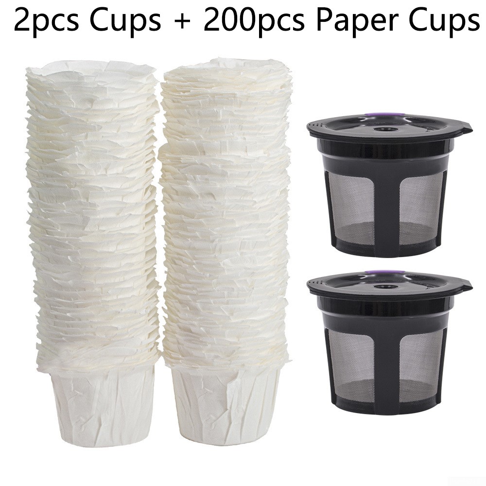 2X Refillable Reusable Coffee Capsule 200X Paper Cup for Keurig KCup