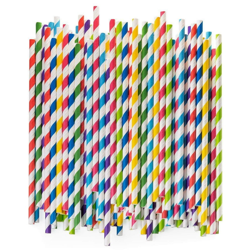 by PaperLanternStore Quasimoon Silver Solid Color Party Paper Straws 12 Pack 