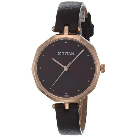 Titan Karishma Quartz Analog Maroon Dial Leather Strap Watch for Women-2702WL01