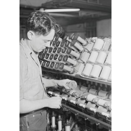 American Silk Mills Man working at the William Skinner and Sons Silk Mill 1936 Poster Print by Stocktrek Images ()