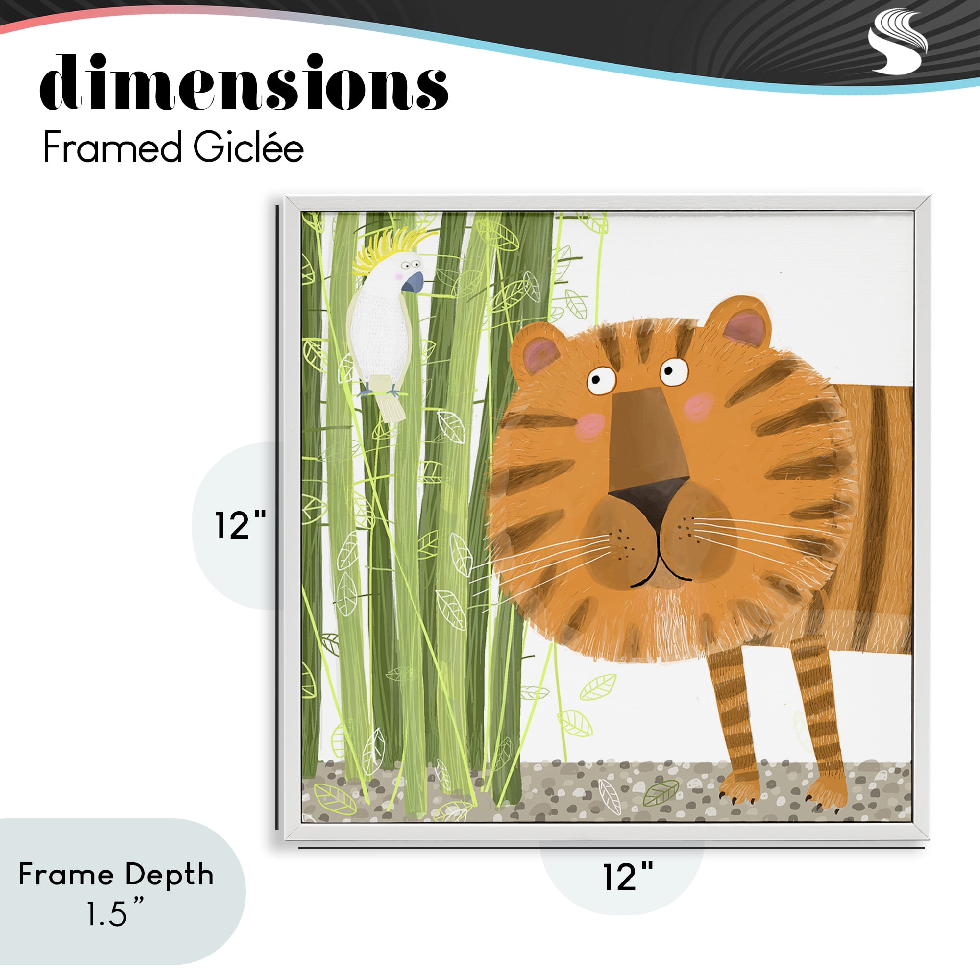 Stupell Industries Bamboo Trees & Tiger White Framed Giclee Art, design by Carla Daly