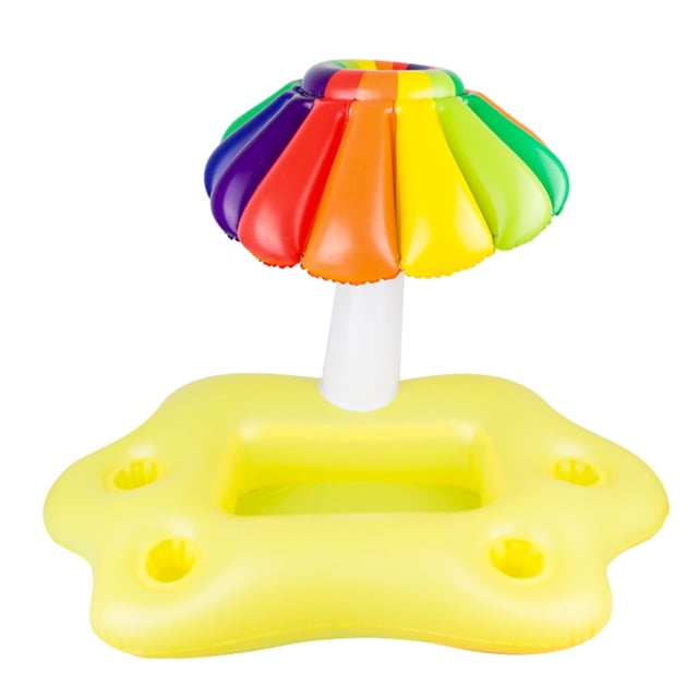 Pool Floats with Cup Holder Inflatable Tree and Small Umbrella Ice Tray Four-Hole Cup Holder, Water Floating Cup Holder Ice Bar Coolers Pool Float with Cup Holder