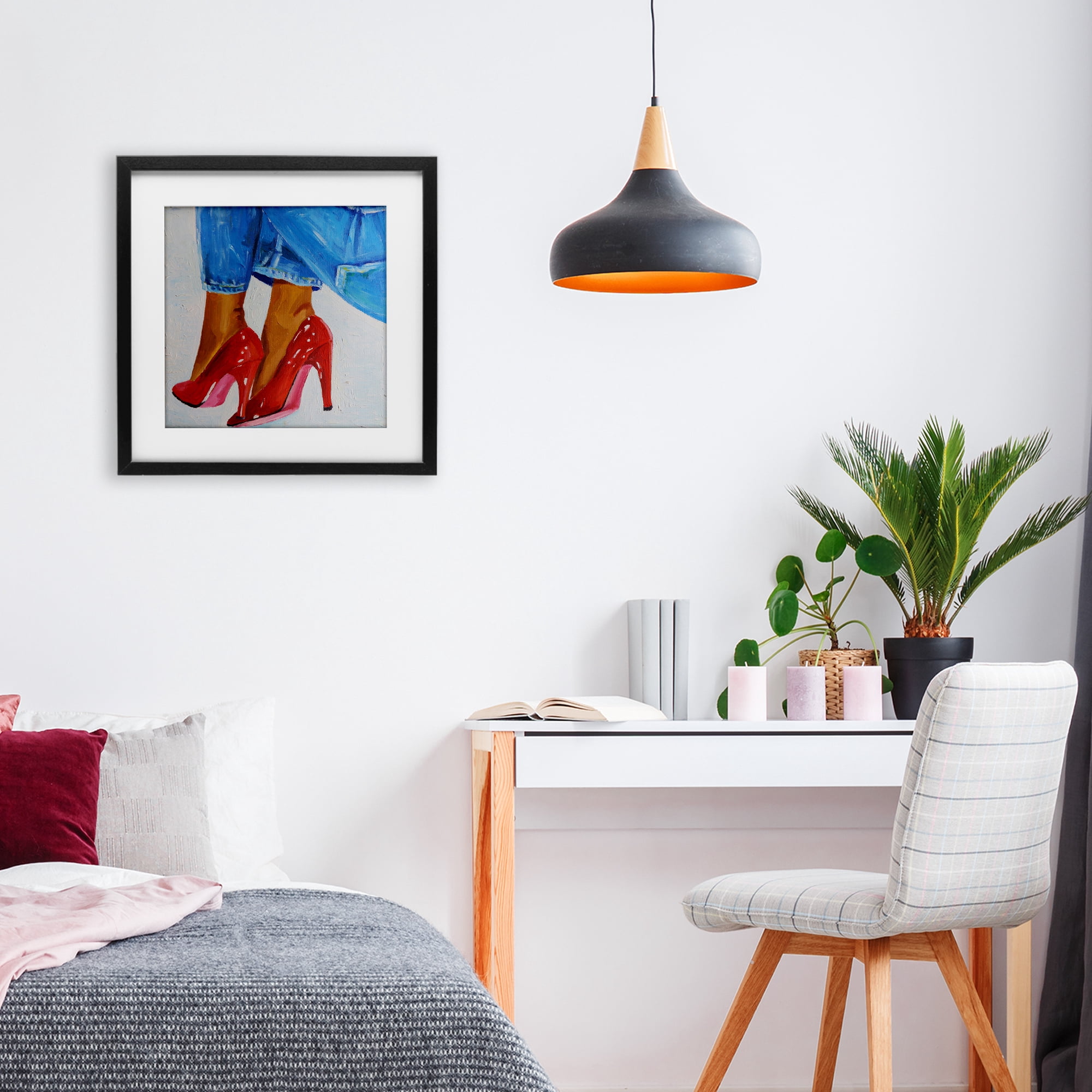 Stupell Industries Glossy Red Pumps & Jeans Black Framed Print Under Glass, design by Violeta Vollmer