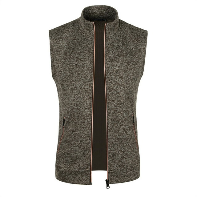 aohooy Gilet de Golf pour Homme Léger en Coquille Souple Chandail Gilet Vêtement d'Extérieur Sans Manches Veste à Fermeture Éclair Complète Randonnée Course Gilet Décontracté Manteau 2025 Café,L